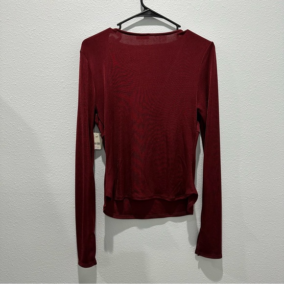NWT Free People Sleek Essentials Layering Top Very Berry Deep V Plunge long - Picture 5 of 5